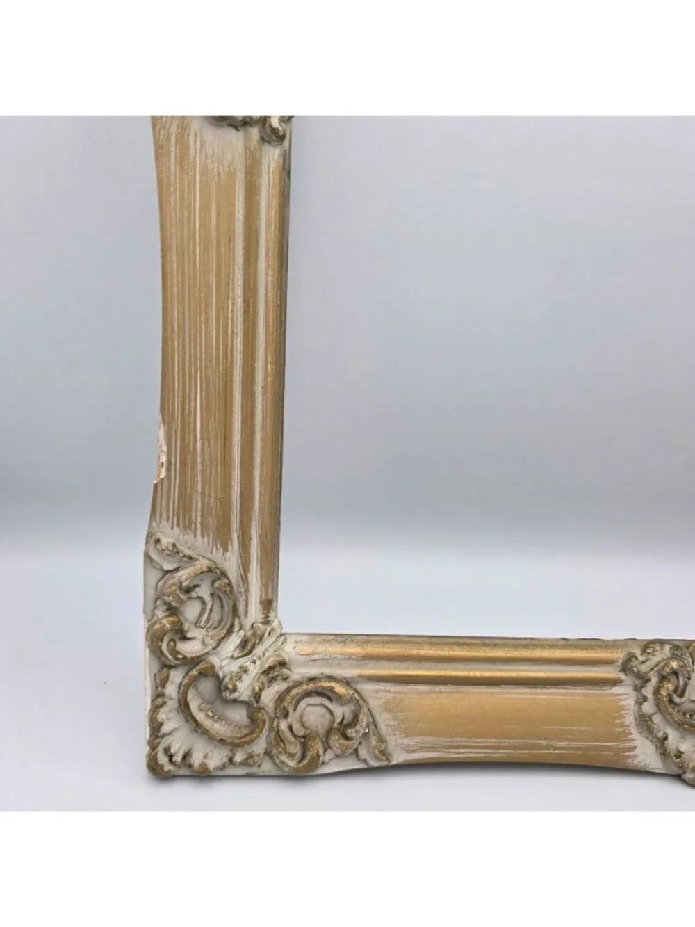 Vintage Ornate Baroque Style Gold & White Picture Frame 10
